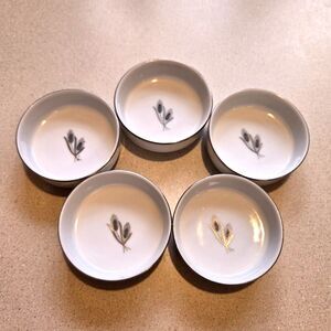 Vtg1950s Fukagawa Arita Silver Wheat Hand Painted Porcelain Coasters Set of 5